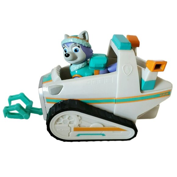 Paw Patrol EVEREST & Snow Plow Snowmobile Rescue Movable Claw Vehicle Dog Figure - Picture 4 of 14